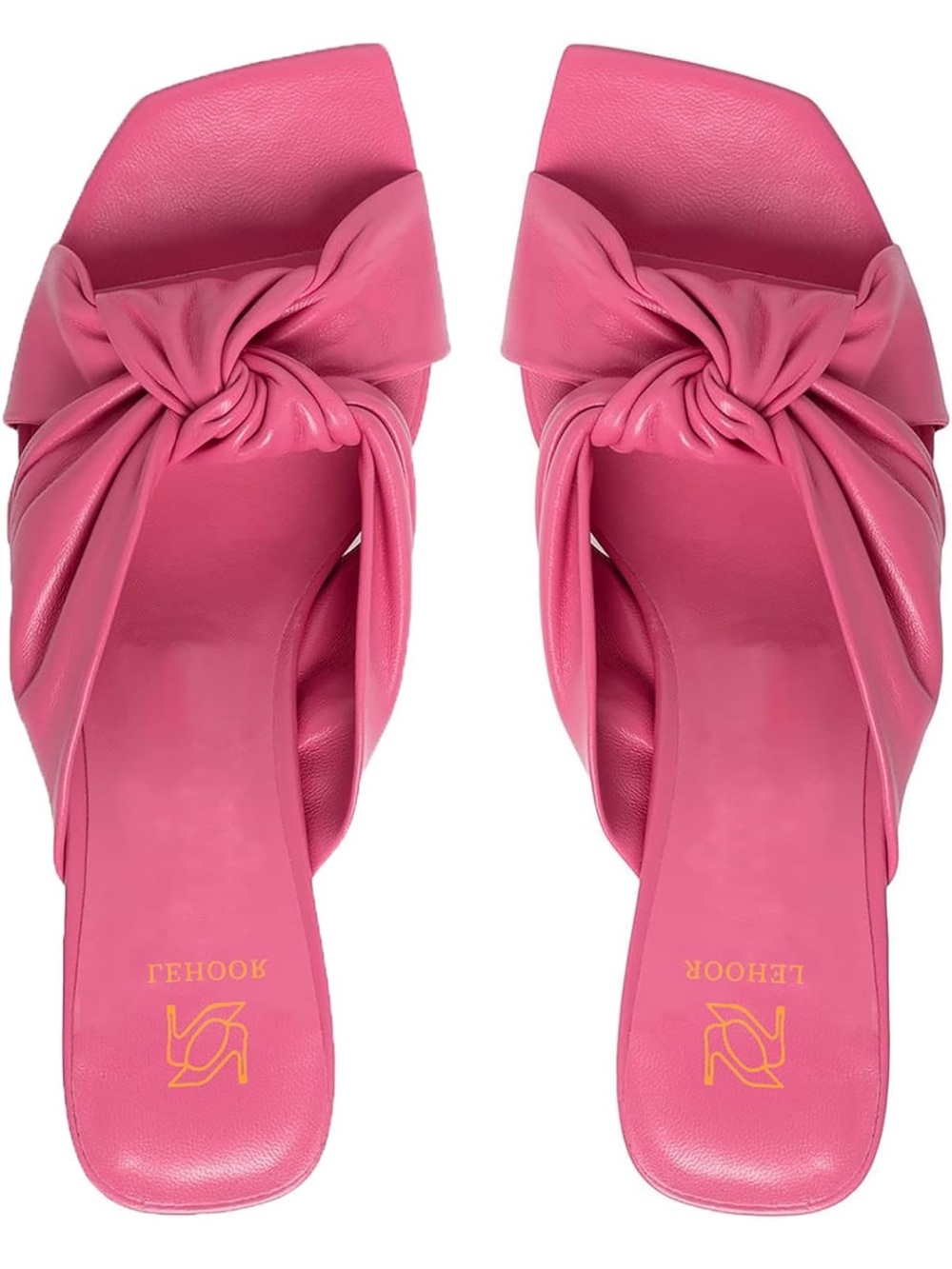 Women Peep Toe Kitten Heel Mules Bow Slip On Sandal Square Open Toe Chic 2”